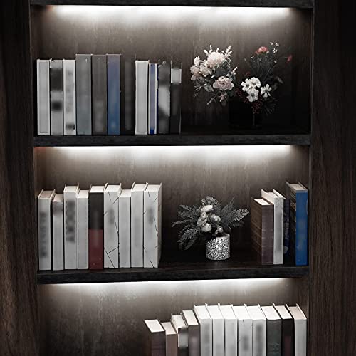 Under Cabinet LED Lighting Kit Plug in 13W Daylight White 5000K | 6 x 12 inches Slim 12VDC Light Strips with Adapter Switch Dimmer Jumper Cables for Cabinets Counter Shelf Bookcase Closets - color: Daylight 5000K