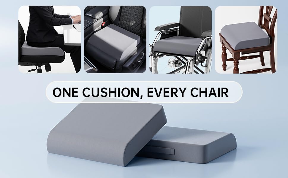 Ultimate 4-Inch Wheelchair Cushion – 3-Layer Memory Foam with Breathable Design Pressure Relief – Ergonomic Seat Pad for Wheelchairs, Office Chairs, and Home Use(Grey) - color: Grey