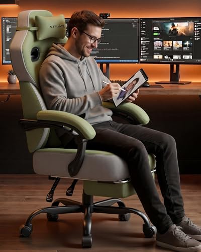 GTPLAYER Big & Tall Gaming Chair, Wide Seat with Footrest, Green - color: 06 Green