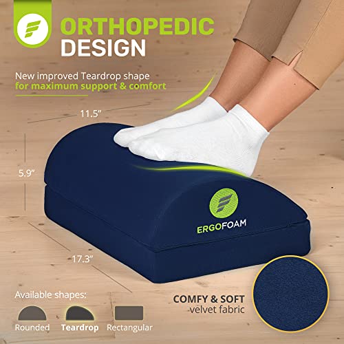 ErgoFoam Foot Rest - Chiropractor-Endorsed Orthopedic Teardrop Design 2in1 Adjustable Premium Under Desk Footrest for Lumbar, Back, Knee Pain (Navy Blue) - color: Navy Blue