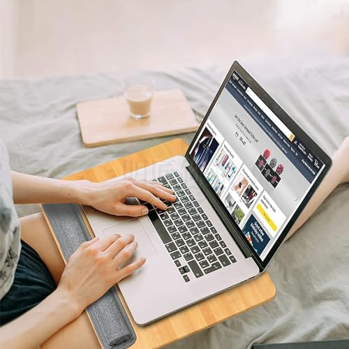 Bamboo Lap Desk for Laptop with Cushion Tablet Phone Holder Handle - size: 16.5"x13.4" Fixed