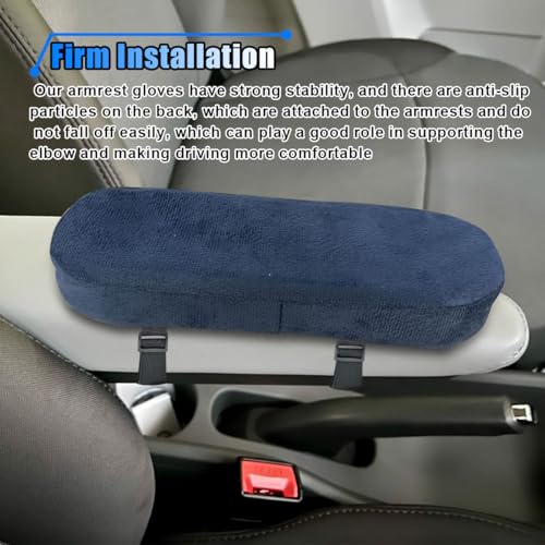BDZMC 2PCS Car Seat Armrest Covers, Soft & Comfortable Office Chair Arm Pad, Anti-Scratch Car Armrest Cushion, Universal Car Armrest Pillow Protector Cover for Most Cars (Navy) - color: Navy