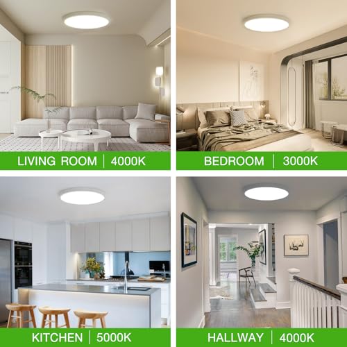 15.8 Inch White LED Flush Mount Ceiling Light Fixture (4 Pcs) - color: White, size: 15.8inch-4Pack