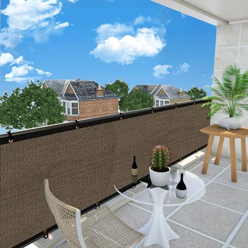 UPGRADE Privacy Screen 3' x 10' Fence Commercial Shade Cover with Brass Grommets Heavy Duty Perfect for Outdoor Back Yard, Brown, Customizable - color: Mocha, size: 0 3' x 1 0'