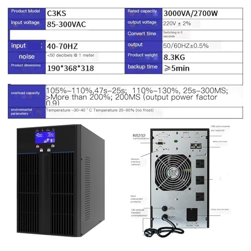C3KS Online UPS 3KVA/2700W No Built-in Battery External Battery Required