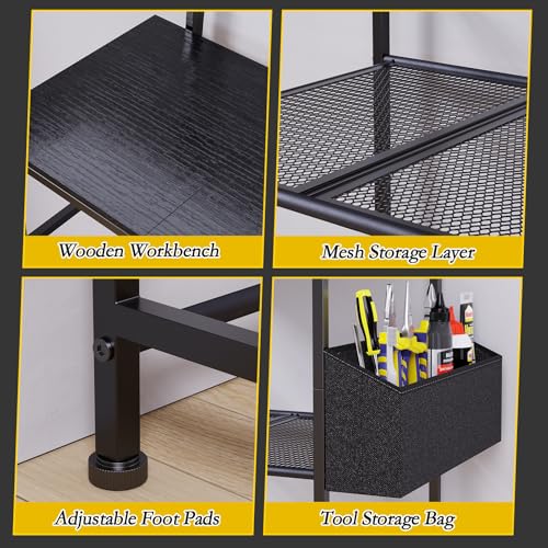 Emfogo 3D Printer Stand with Filament Storage, 5 Tier 3D Printer Table with Storage Bag, 3D Printing Desk Wall Anchorage for Home Office Workshop Studio (19.7" L×16.1" W×63.8" H)