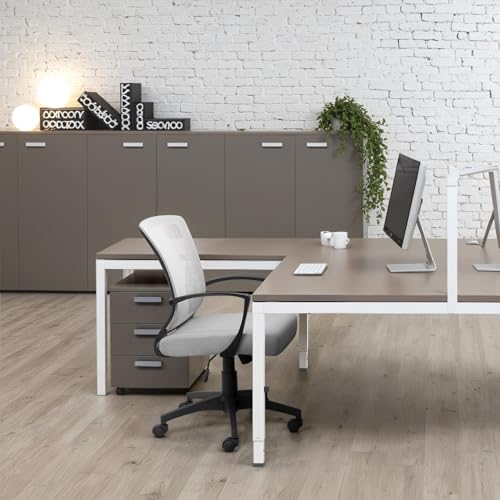 Furmax Office Chair Ergonomic Computer Desk Mesh Chair Mid Back Swivel Lumbar Support with Armrest (1, White) - color: White