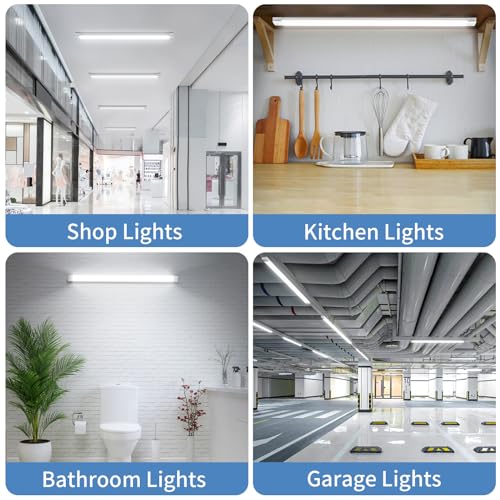 Airand Utility LED Shop Lights Fixture 4FT 2FT with Plug Linkable, 2PCS Water-Proof led Closet Lights 5000K Under Cabinet Lighting, Tube Lights 36W for Garage Kitchen Bathroom Workbench - size: 4FT-2PCS