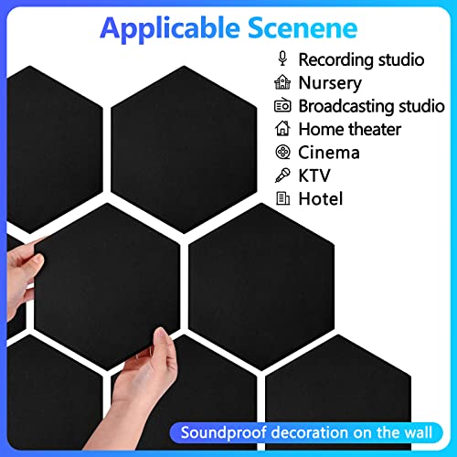 18 Pack Acoustic Panels-12"X10"X 0.4" Self-Adhesive Soundproof Wall Panels High-Density Sound Absorbing Panel Acoustic Treatment Panel Used in Home & Offices (Black Hexagon) - color: black-hexagon