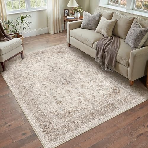 PureCozy 3x5 Washable Small Area Rug Beige Vintage Traditional Oriental - color: Antique | Beige, size: 3' x 5' (Rectangular)