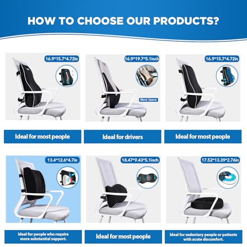 Niceeday Lumbar Support Pillow for Office Chair Car, Gaming Chair Lower Back Pain Relief Memory Foam Cushion with 3D Mesh Cover Ergonomic Orthopedic Back Rest Lower Back Support - size: Lower Back-13'*13'*5'