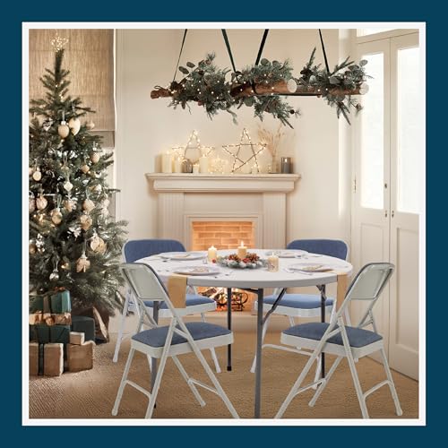 OEF Furnishings OEF2200 Series Heavy-Duty Premium Fabric Padded Upholstery Double-Hinged Folding Chairs (4-Pack, Imperial Blue/Gray) - color: Blue/Gray
