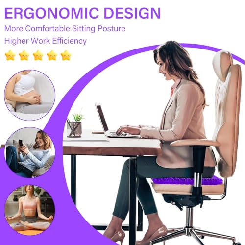 Large Gel Seat Cushion for Long Sitting with Non-Slip Cover, Soft & Breathable, Seat Cushion for Chair, Car, Office, Desk Chair, Wheelchair (17" x 15") - size: 17" x 15"