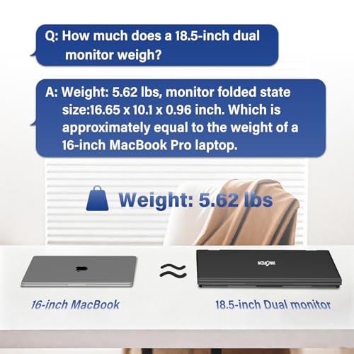 InnoView 18.5" Dual Portable Monitor 100Hz 2K 2560x1440P 100% sRGB Foldable & Stackable Design with 315° Screen Adjustment | DP/USB-C/HDMI, Second Monitor for Laptop, Mac, Windows - size: 18.5 inch