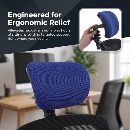 Lurrose Office Chair Headrest Attachment: Detachable Neck Support for Computer Desk and Office Work Chairs - Adjustable Height Extender Headrest 11x8.6