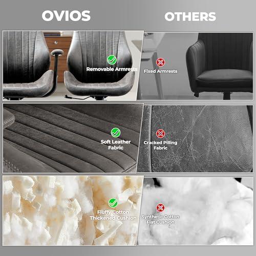 ovios Ergonomic Office Chair, High-Back Faux Suede Computer Executive Chair - color: Grey, size: High Back, Regular Cushion