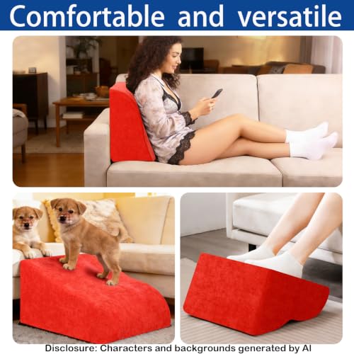 Foot Rest for Under Desk at Work, Ergonomic Under Desk Footrest with Washable Cover for Office, Home & Gaming Leg Elevation Pillow Red - color: G-red