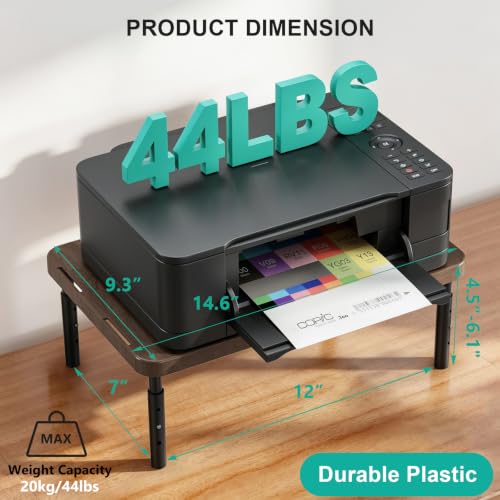WALI Plastic Computer Monitor Stand, Adjustable Laptop Riser, up to 44 lbs | Desk Monitor Riser Underneath Storage, Fits Notebook, Laptops, Printers, for Home, Office, School(PTT001-C),1 Pack,Brown - color: Brown, size: 14.6"L * 9.3"W
