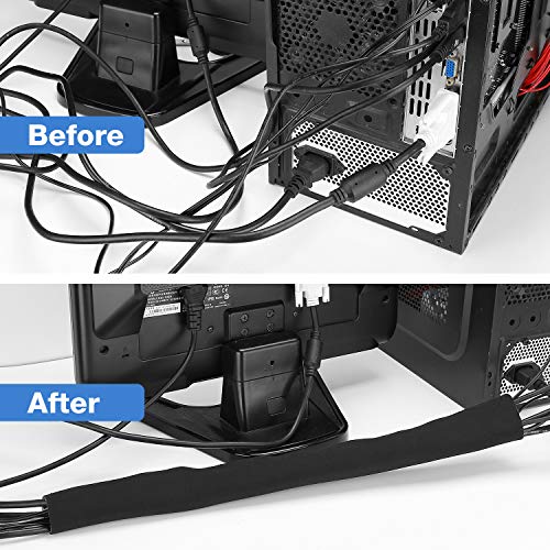 JOTO 2 Pack Cable Management Sleeve -Black, 2 Large - color: Black, size: 2 Pack, 130 Inches