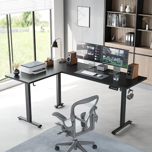 Agilestic L Shaped Standing Desk 63 inch Adjustable Height, Electric Corner Standing Desk, Sit Stand Computer Table with Splice Board, Black - color: Black, size: 63x48 Inch