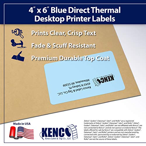 4" X 6" Direct Thermal Perforated Stickers Labels for Shipping Labels, Inventory, and Color Coding - Compatible with Zebra, Rollo, Godex and More (Blue, 48 Rolls) - color: Blue, size: 48 Rolls