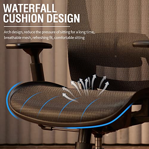 ELABEST Ergonomic Mesh Office Chair,Comfy Computer Desk Chair - BIFMA 5.1 Certified Commercial Swivel Task Chair for Home Office - Adjustable Lumbar Support & Armrests,Tilt Function,Wide Seat (Black) - color: Black