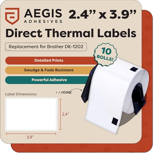 Replacement for Brother DK-1202, 2.4x3.9 Inches Thermal - size: 2.4" X 3.9" - 1202