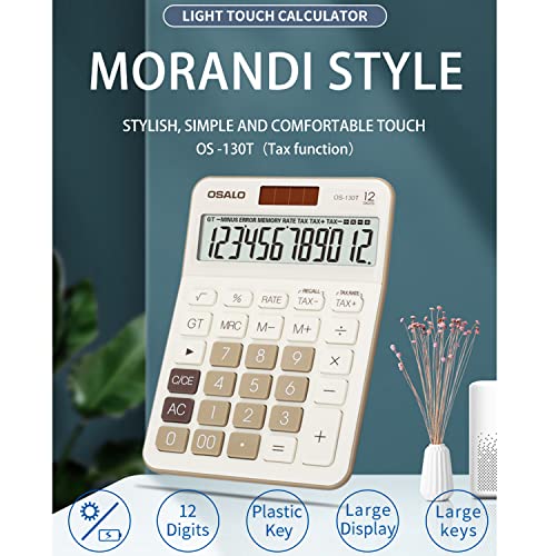 Pendancy Desk Calculator Large Display, 12-Digit, Big Buttons, Tax Keys - color: 130T-Brown, size: Large