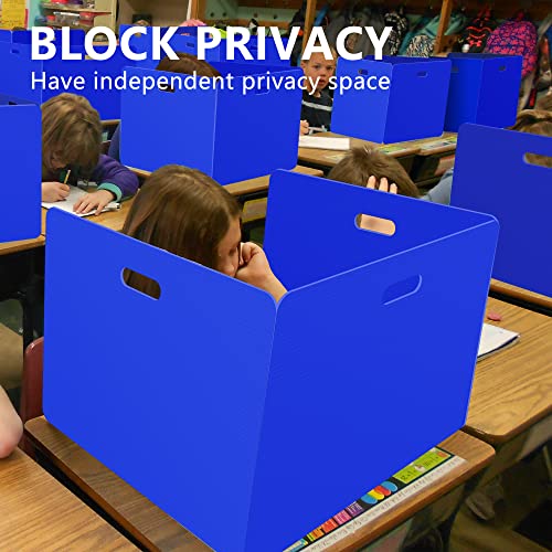 Privacy Shields 12 Pack Blue Durable Easy Carry Plastic Desk Dividers-Easy to Disinfect Classroom Dividers-Portable Divider-Re-usable Privacy Divider - color: Bule 12 Pack