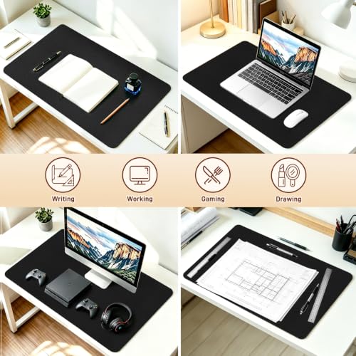 PU Leather Desk Protector/Nightstand Mat, 23.6X13.7 in Black - color: Black, size: 23.6" x 13.7"