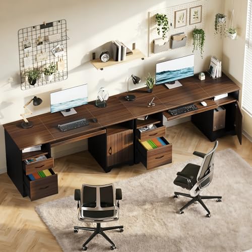 Bestier 59" Office Desk with File Drawer, Keyboard Tray & 2 Drawers, Cherry | File Drawer For Letter/A4/Legal Folders, 2 Storage Drawers, Keyboard Tray, Cable Management, 200 LBS Capacity, Cherry Finish - color: Cherry&black