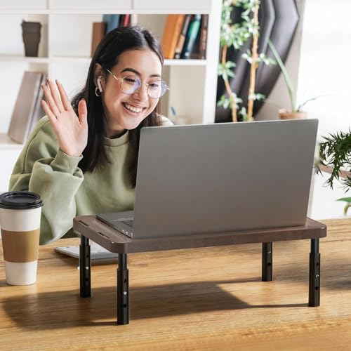 WALI Plastic Computer Monitor Stand with Storage, Adjustable Laptop Riser | Laptop Riser with Airflow Vents, Desk Organizer for Computer, Printer, Notebook (PTT002-C), 1 Pack, Brown - color: Brown, size: 14.6"L * 9.3"W,11" 1 Drawer