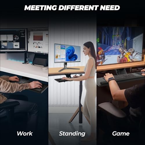 Keyboard Tray Under Desk,360Β° Adjustable Slide Out Keyboard Tray Under Desk | with Mouse Pad & Wrist RestοΌErgonomic Large Size Keypad Tray HolderοΌ Suitable for Office/Game/Home
