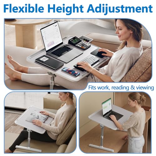 Potuopy Adjustable Laptop Lap Desk, X-Large Foldable Bed Table Tray - color: Gray
