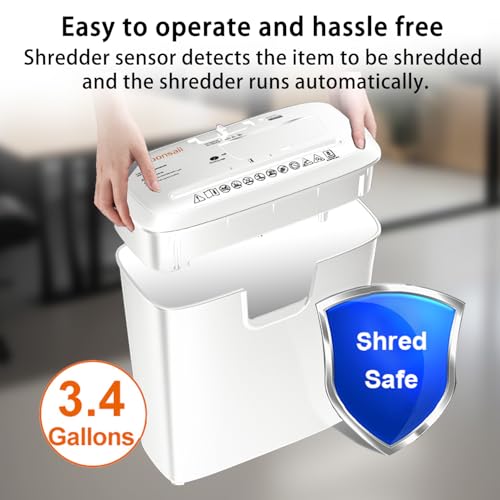 Bonsaii High-Performance 7-Sheet Strip-Cut Shredder, Low Noise, CD & Credit Card Compatible, with 3.4-Gallon Bin and Thermal Protection, White - color: White, size: 7-sheet | Strip Cut
