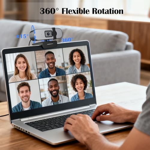 YQE 4K Webcam with Tripod, UHD Web Cam with Microphone, PDAF Autofocus Webcam with Remote Control, Privacy Cover, USB Type-A & A-to-C Adapter Computer Camera for Calling, Zoom/Teams/Facetime/Switch 2