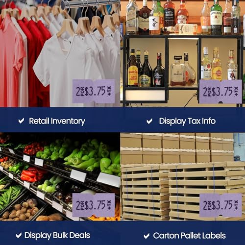 Perco 1 Line Lavender Labels - 32,000 Blank Price and Date Gun Labels for Perco Lite, X, Plus and Pro 1 Line Price and Date Guns - 32 Rolls, 4 Sleeves - Made in USA - color: Lavender, size: 4 Sleeves