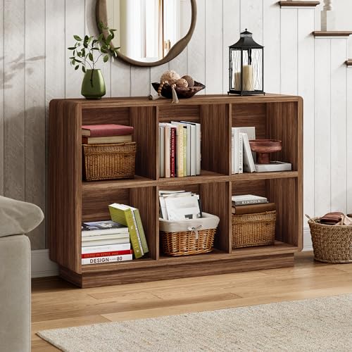 ChooChoo 6 Cube Storage Organizer, Wooden Bookcase with Storage, 43 Inch - color: Brown Walnut, size: 2-tier 6-cubes