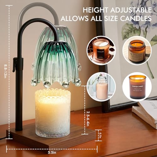 Candle Warmer Lamp with Timer,Birthday Gifts for Women| Dimmable and Height Adjustable Candle Wax Melts Warmer for Scented Jar Candles, Home Fragrance Decor, Christmas and Housewarming Gifts - color: Wood