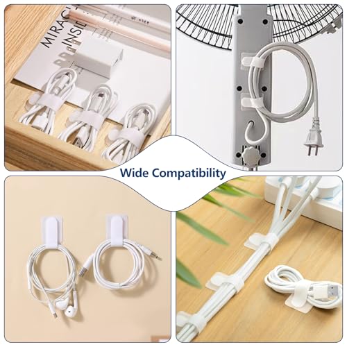 Abnii 50 PCS Hook and Loop Cable Ties, Under Desk Cable Management, White - color: White