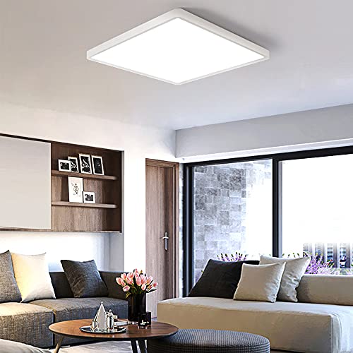 LED Flush Mount Ceiling Light Fixture, 4000K Neutral White, 12inch 24W, 3200LM, Slim Flat Panel Lighting Fixture, Square Modern Ceiling Lamp for Bedroom, Kitchen, Living Room, Closet, Stairwell - color: Neutral White, size: Square-White