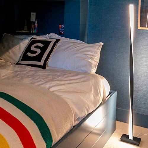 Brightech Helix LED Floor lamp, Bright Floor Lamp for Living Rooms & Bedrooms, 48" Tall Pole Lamp, Dimmable Standing Lamp - Black - color: Warm White Light with Black Frame