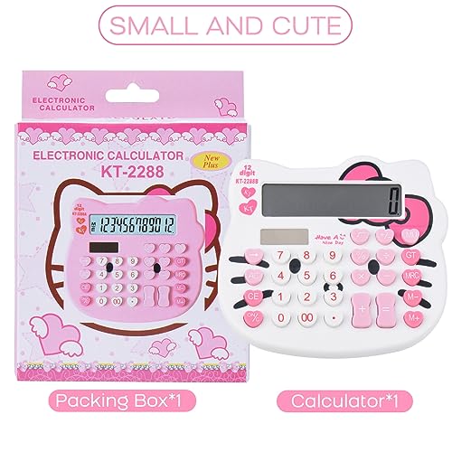 Women Calculators,Desktop Calculator 12 Digit with Large LCD Display and Sensitive Button, Solar and Battery Dual Power, Standard Function for Office, Home, School (White) - color: White