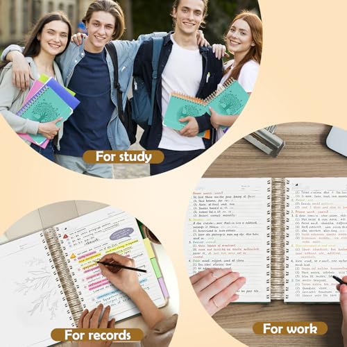 QIYVLOS Hardcover Spiral Notebook, B5 Journal with Removable Dividers Tabs, 5 Subject Notebook College Ruled, 320 Pages 8"x10" Leather Notebooks for Work School Study, Lined Journal for Women, Cyan - color: B5/Cyan