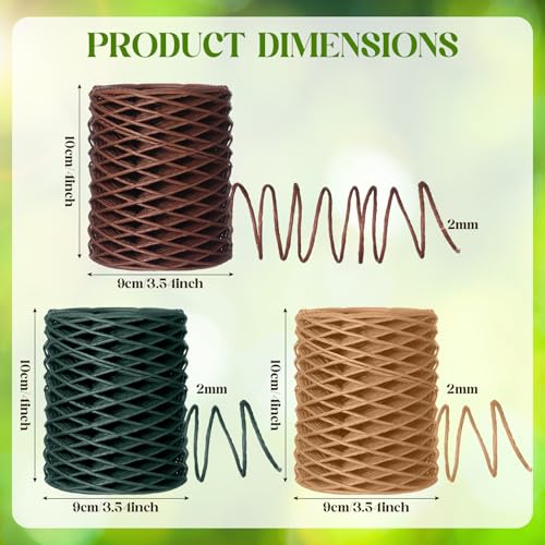 Threlaco 3 Roll 164 Feet Floral Vine Bind Wire, Brown, Green, Khaki - color: Brown, Green, Khaki