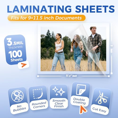 3.5Mil Thermal Laminating Pouches 8.5 x 11 Inches 100Pack - size: 8.5"x11.5", style: 3.5Mil_100Pack