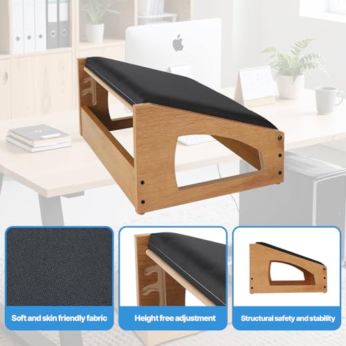 Ergonomic Foot Rest Under Desk,4 Adjustable Height Foot Stool - color: Natural01
