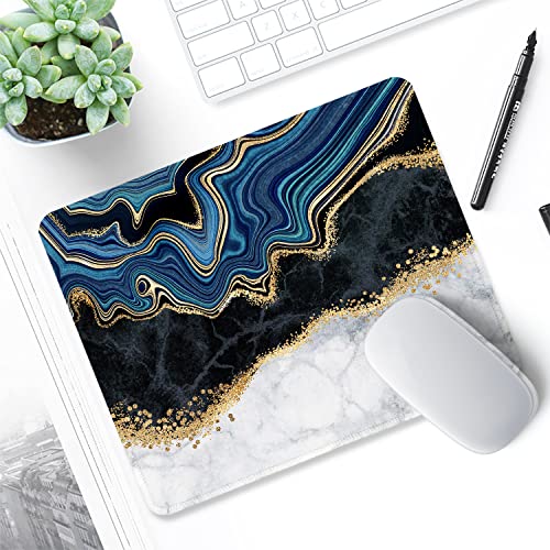 ITNRSIIET Mouse Pad with Stitched Edge Premium Textured Smooth Precise Operation Waterproof Washable Non-Slip Rubber Base Desktop Protection Mat, 10.2×8.3×0.12 inches, Abstract Art Marble - color: Pattern Abstract Art Marble