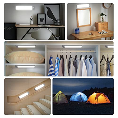 RXWLKJ 30-LED Under Cabinet Lights,USB Rechargeable Kitchen Night Light,Battery Operated Counter Closet Lighting,Wireless Motion Activated Light for Cabinets Cupboard Pantry(Warm Light 2Pack - color: Silver-warm White Light, size: 7.8 in-30LED-2PACK