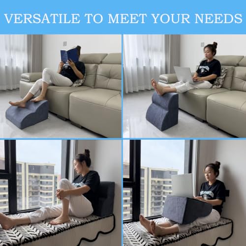 Foot Rest for Under Desk at Work.Multifunctional 3-Tier Foot Stool - color: Light Blue